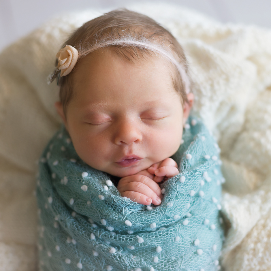 Natural light newborn photography by Sonja Griffioen. Teal, blue, cream, light colour newborn styling, baby girl, Brisbane baby photography, Hawthorne, Bulimba, Cannon Hill, Morningside